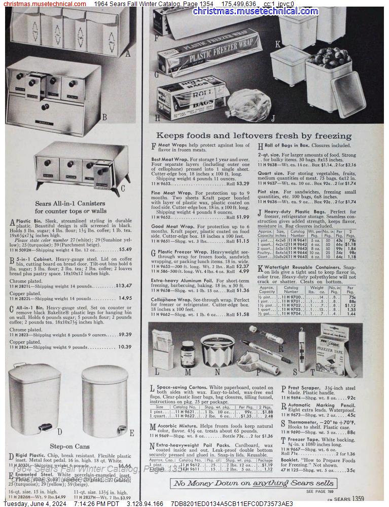 1964 Sears Fall Winter Catalog, Page 1354
