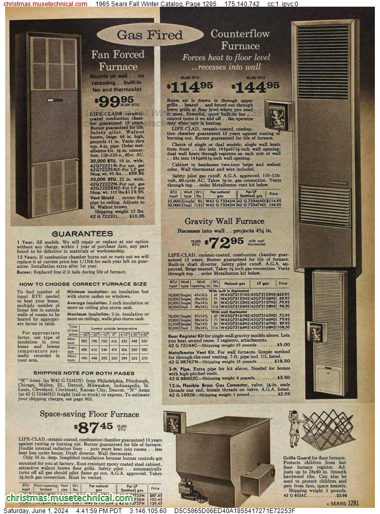 1965 Sears Fall Winter Catalog, Page 1285