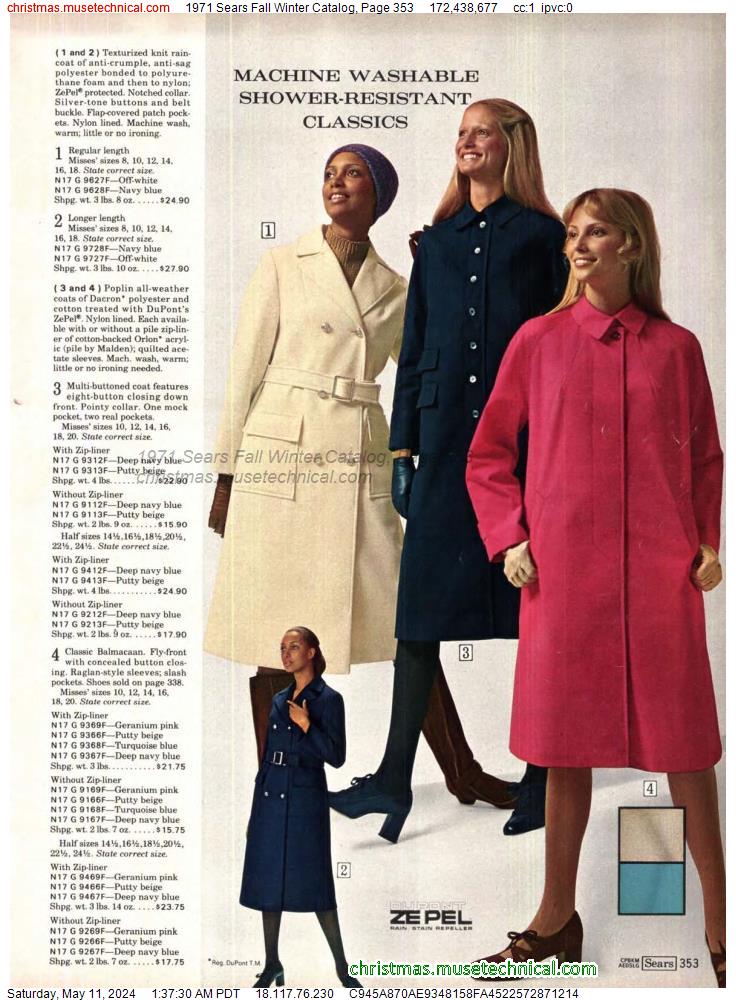 1971 Sears Fall Winter Catalog, Page 353