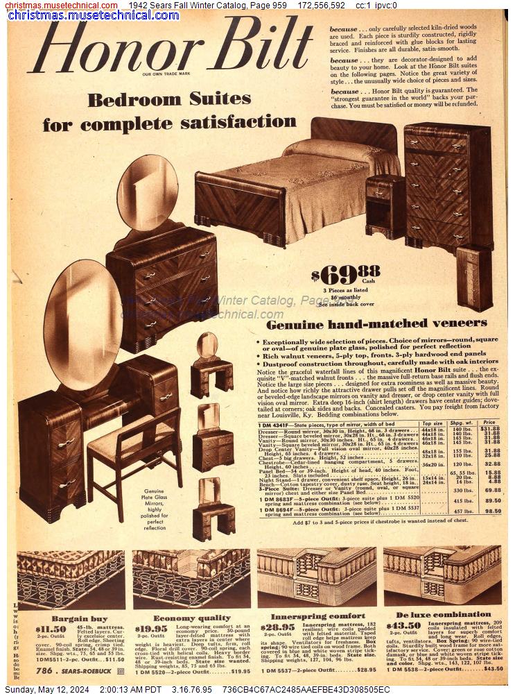 1942 Sears Fall Winter Catalog, Page 959
