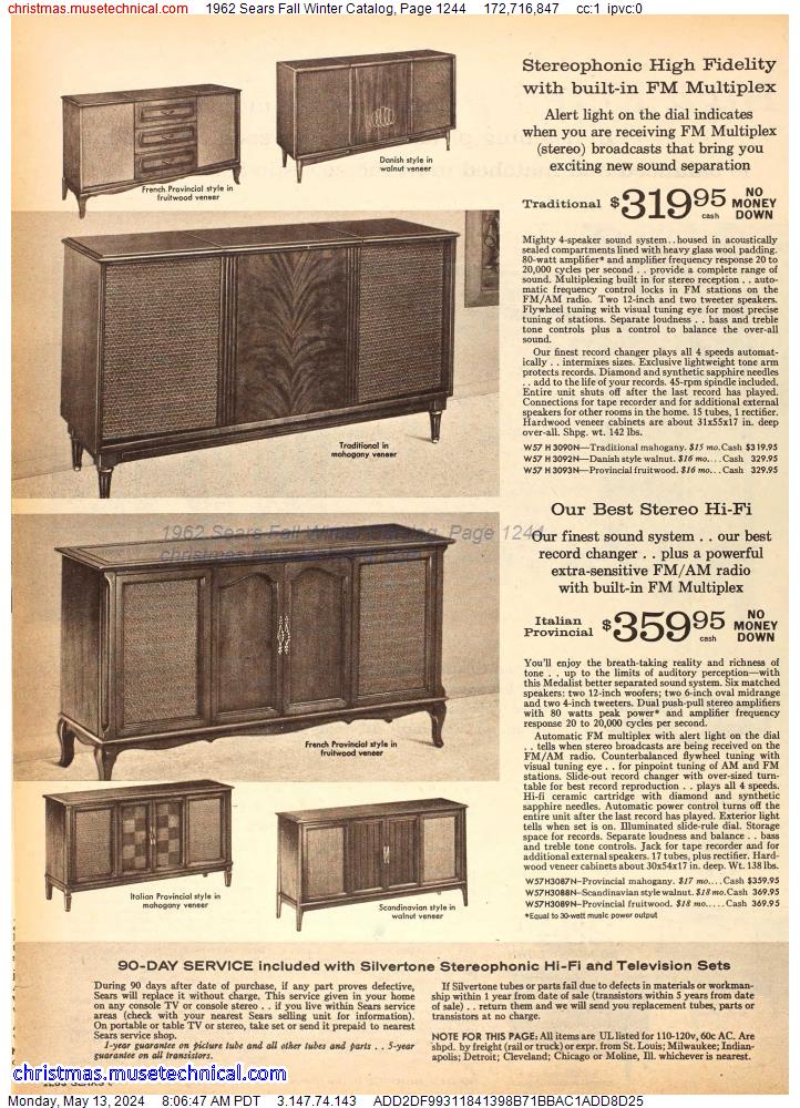 1962 Sears Fall Winter Catalog, Page 1244