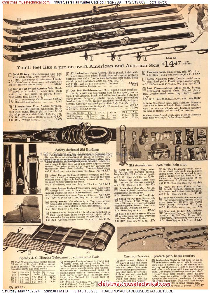 1961 Sears Fall Winter Catalog, Page 788