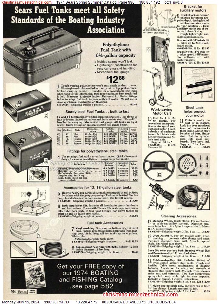 1974 Sears Spring Summer Catalog, Page 996