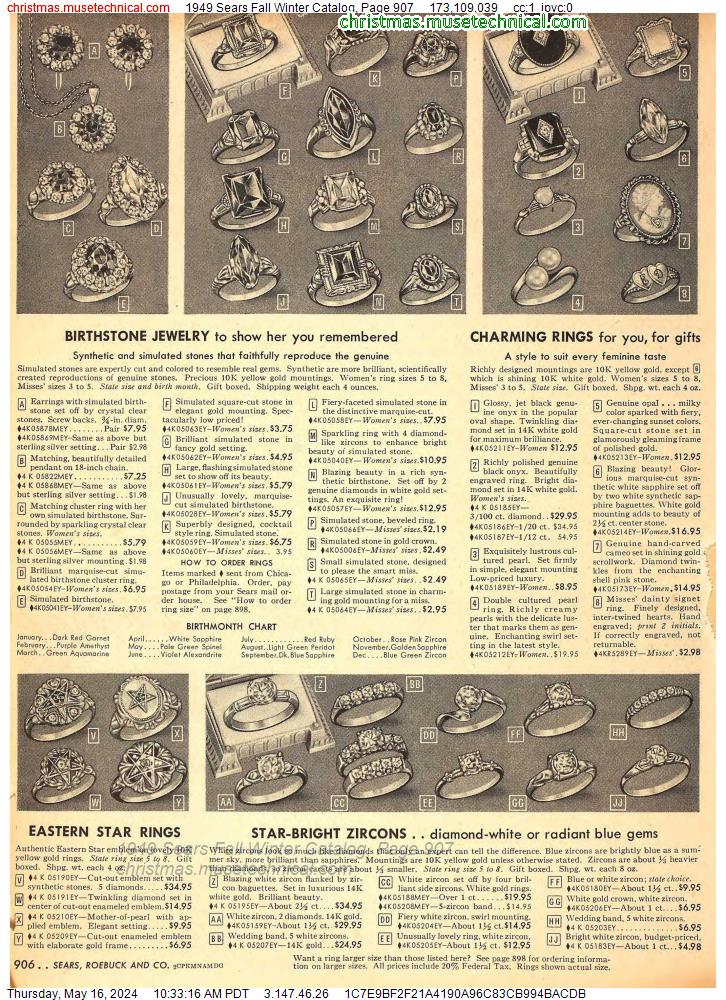 1949 Sears Fall Winter Catalog, Page 907