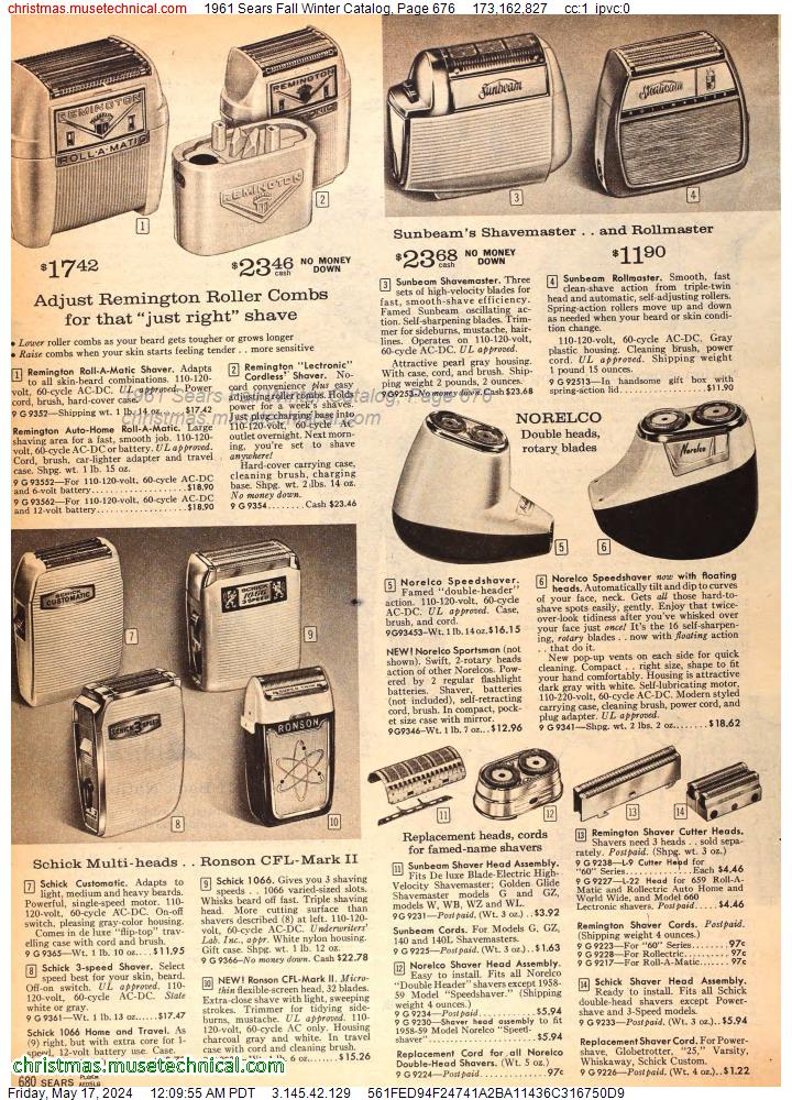 1961 Sears Fall Winter Catalog, Page 676