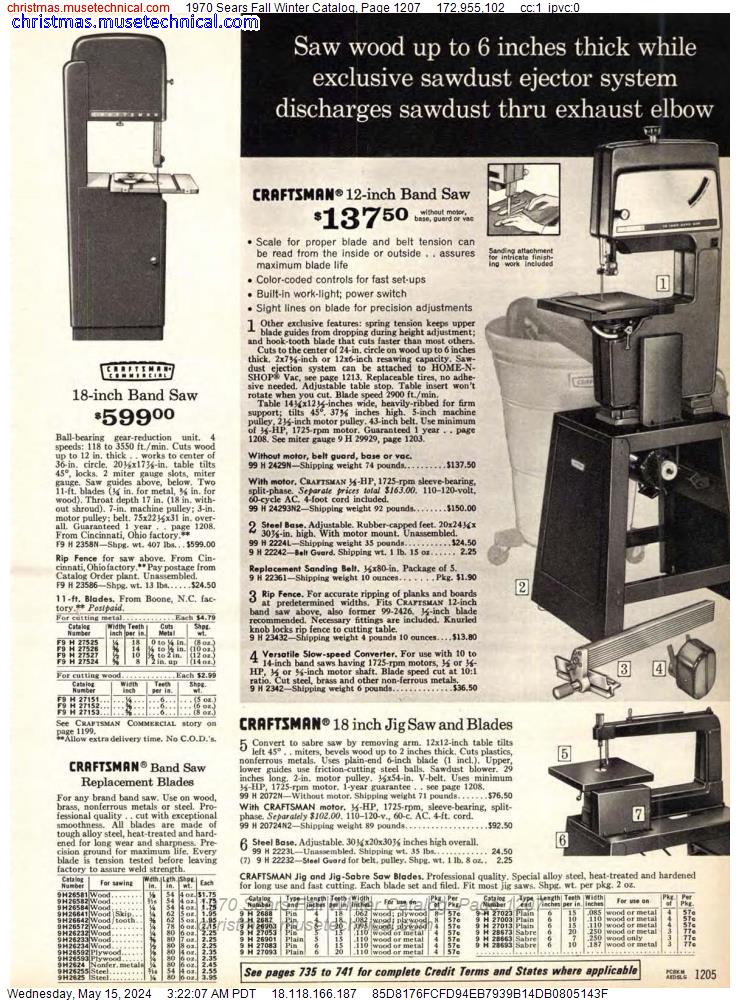 1970 Sears Fall Winter Catalog, Page 1207