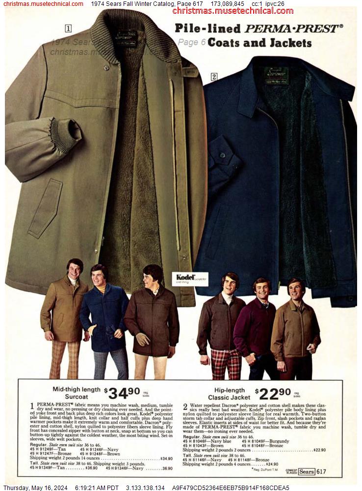 1974 Sears Fall Winter Catalog, Page 617