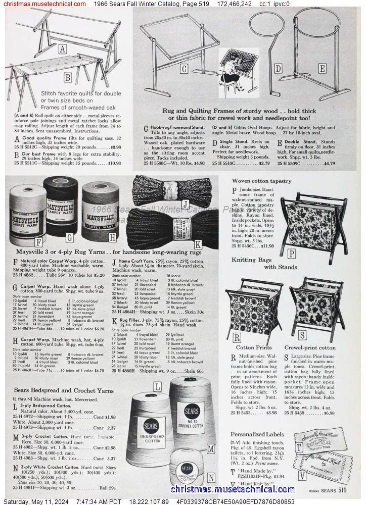 1966 Sears Fall Winter Catalog, Page 519