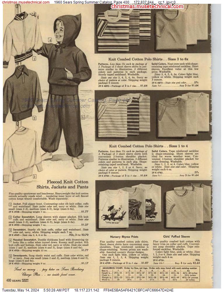 1960 Sears Spring Summer Catalog, Page 400