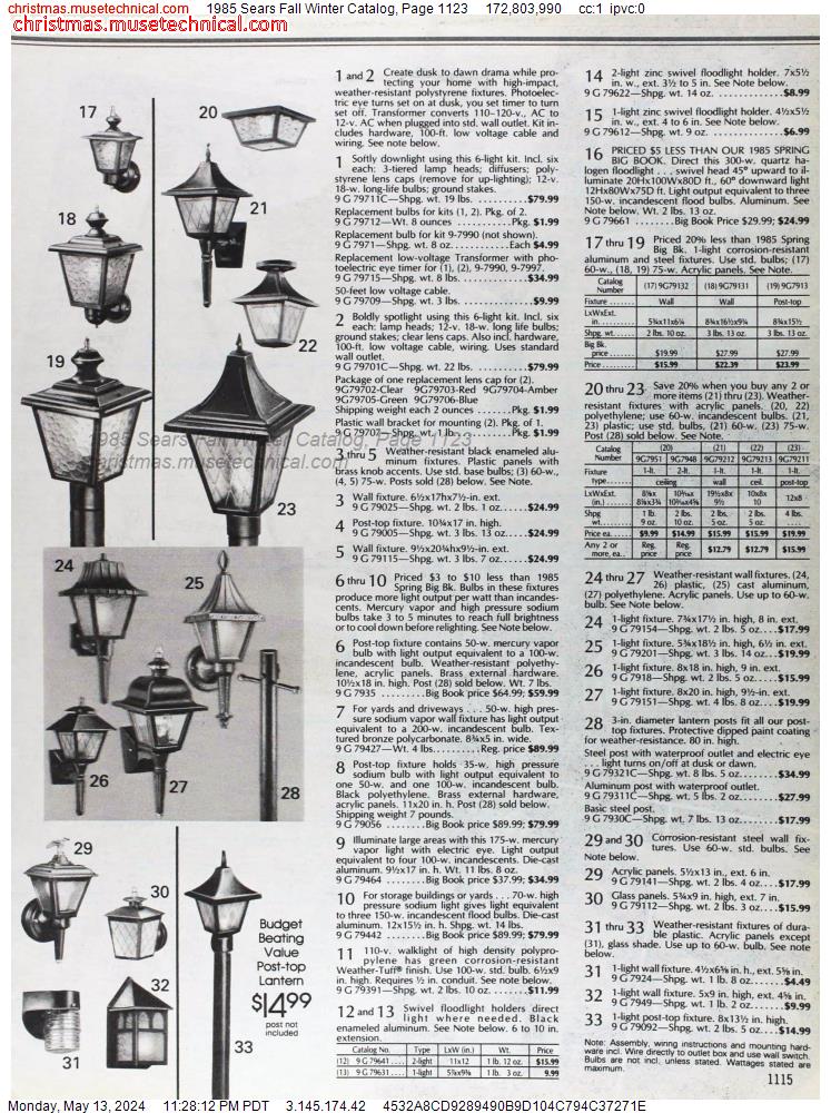 1985 Sears Fall Winter Catalog, Page 1123