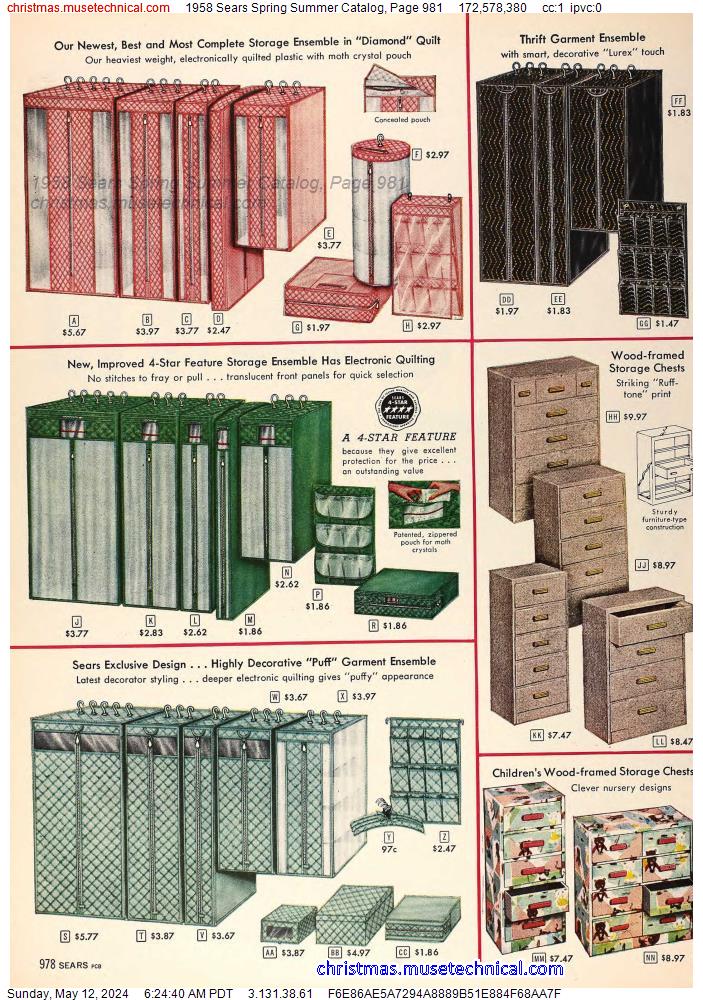 1958 Sears Spring Summer Catalog, Page 981