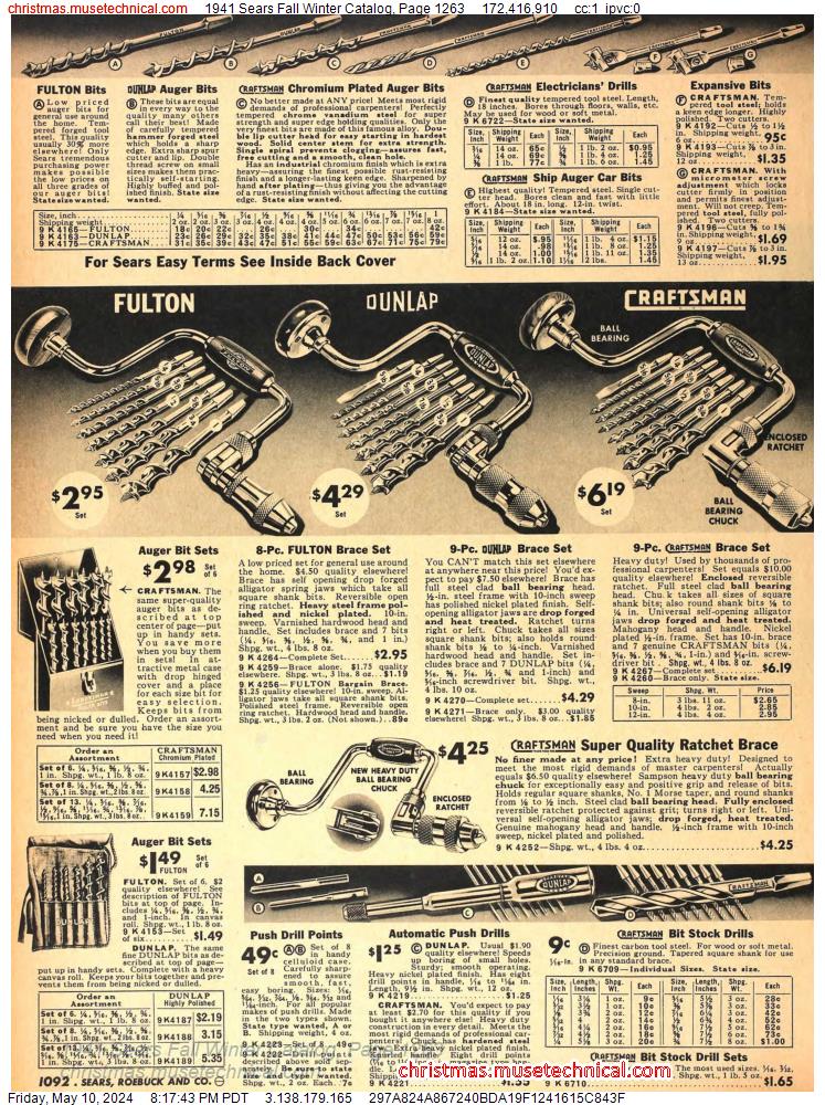 1941 Sears Fall Winter Catalog, Page 1263