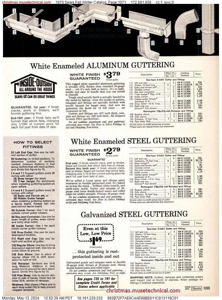 1970 Sears Fall Winter Catalog, Page 1071