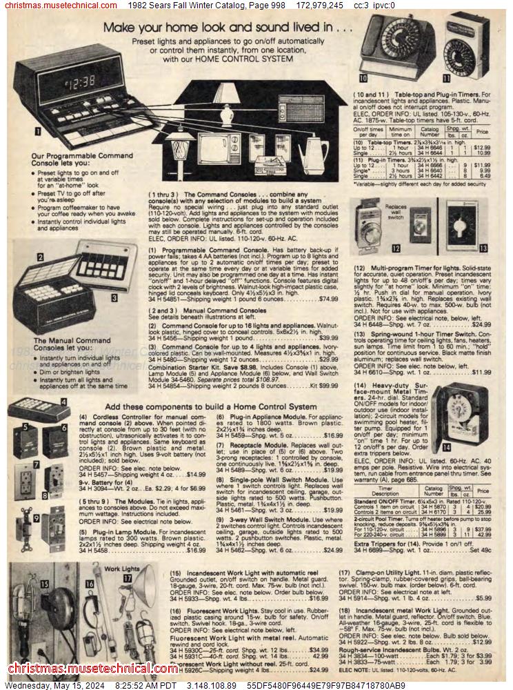1982 Sears Fall Winter Catalog, Page 998