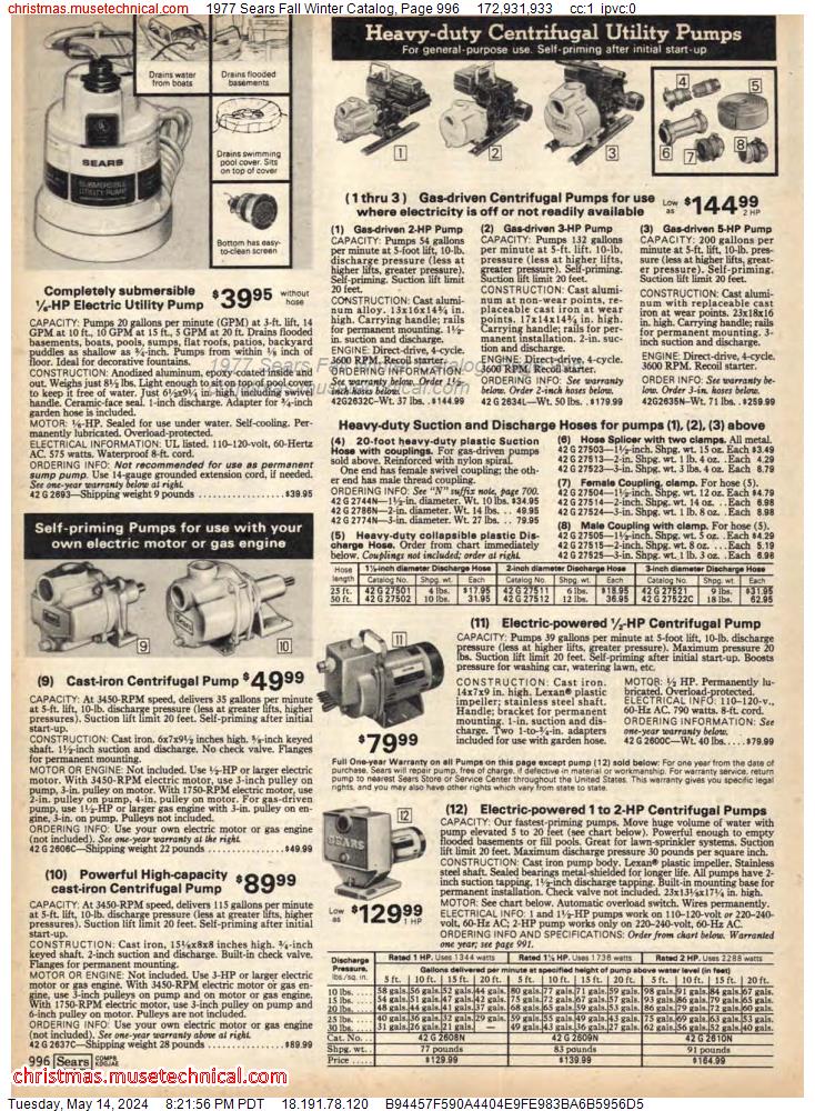 1977 Sears Fall Winter Catalog, Page 996
