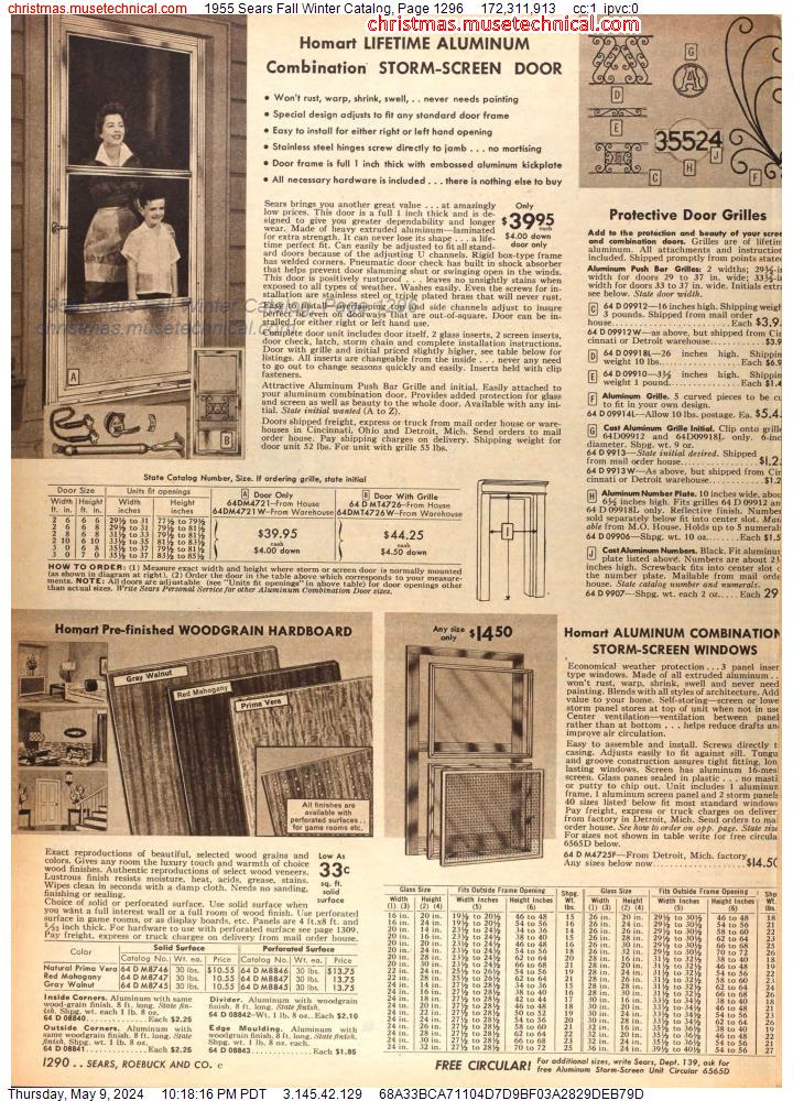 1955 Sears Fall Winter Catalog, Page 1296