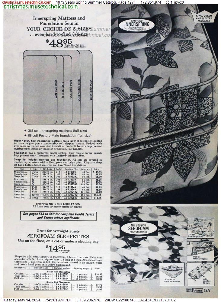 1973 Sears Spring Summer Catalog, Page 1274