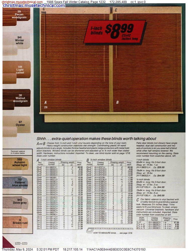 1986 Sears Fall Winter Catalog, Page 1232