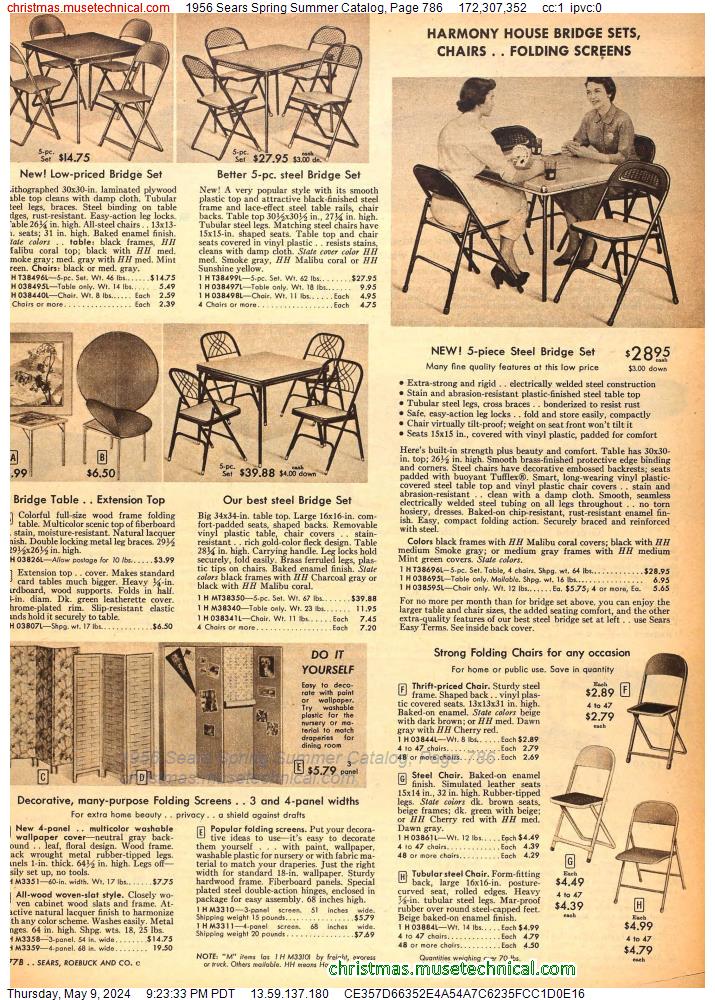 1956 Sears Spring Summer Catalog, Page 786