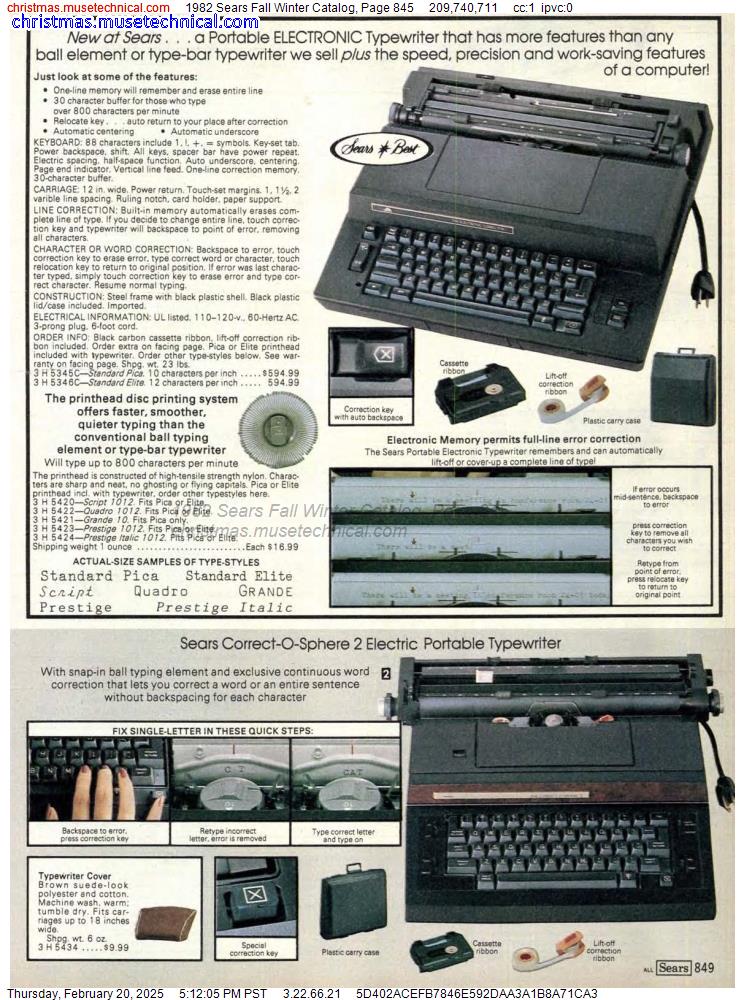 1982 Sears Fall Winter Catalog, Page 845