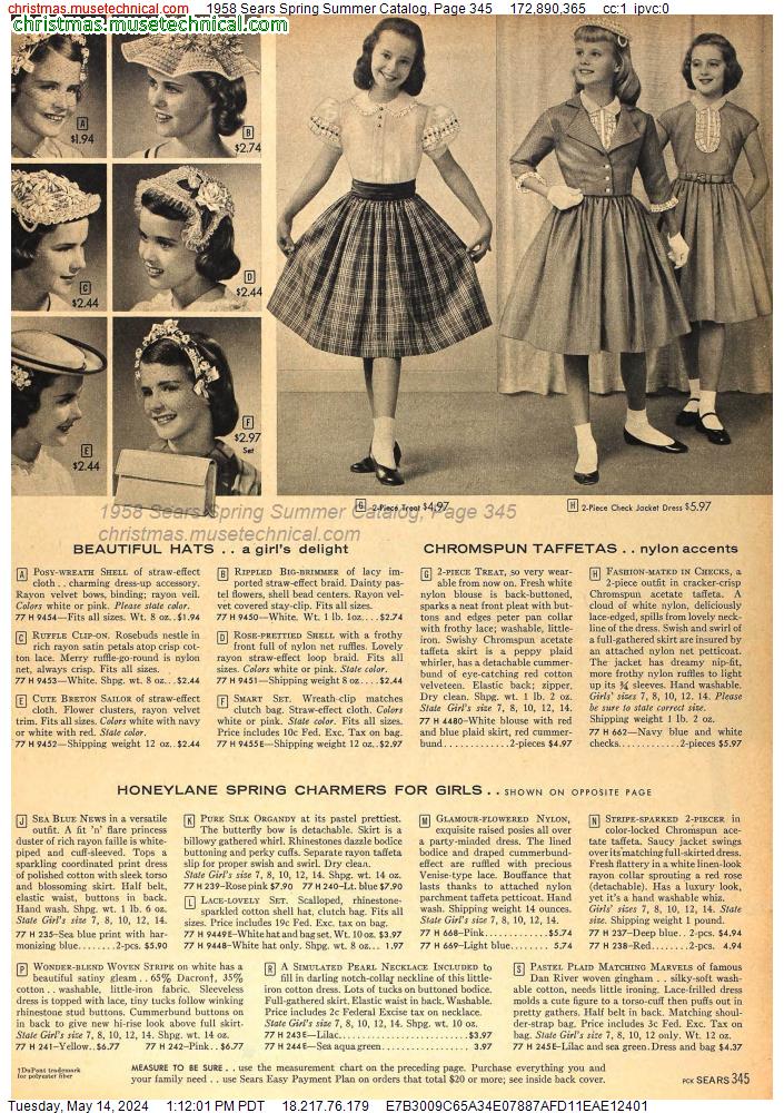 1958 Sears Spring Summer Catalog, Page 345