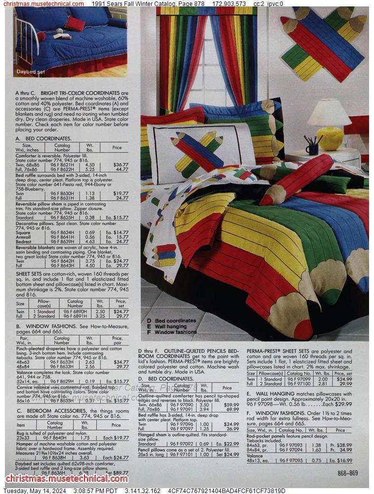 1991 Sears Fall Winter Catalog, Page 878