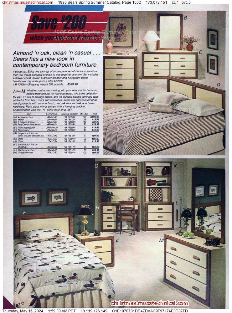 1986 Sears Spring Summer Catalog, Page 1002