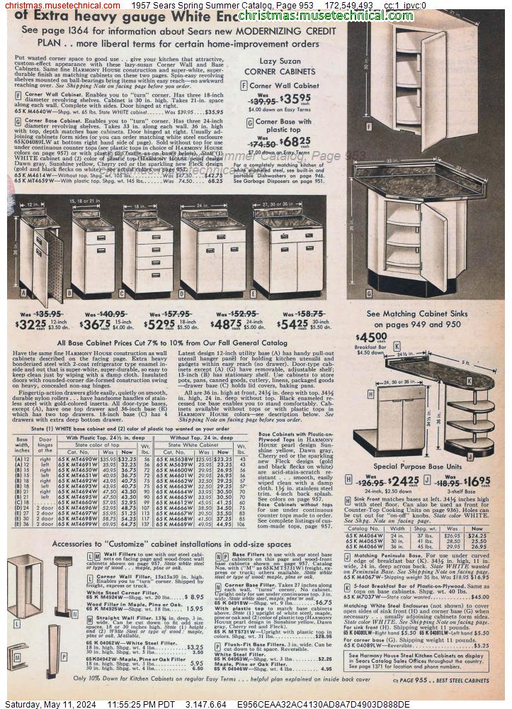 1957 Sears Spring Summer Catalog, Page 953