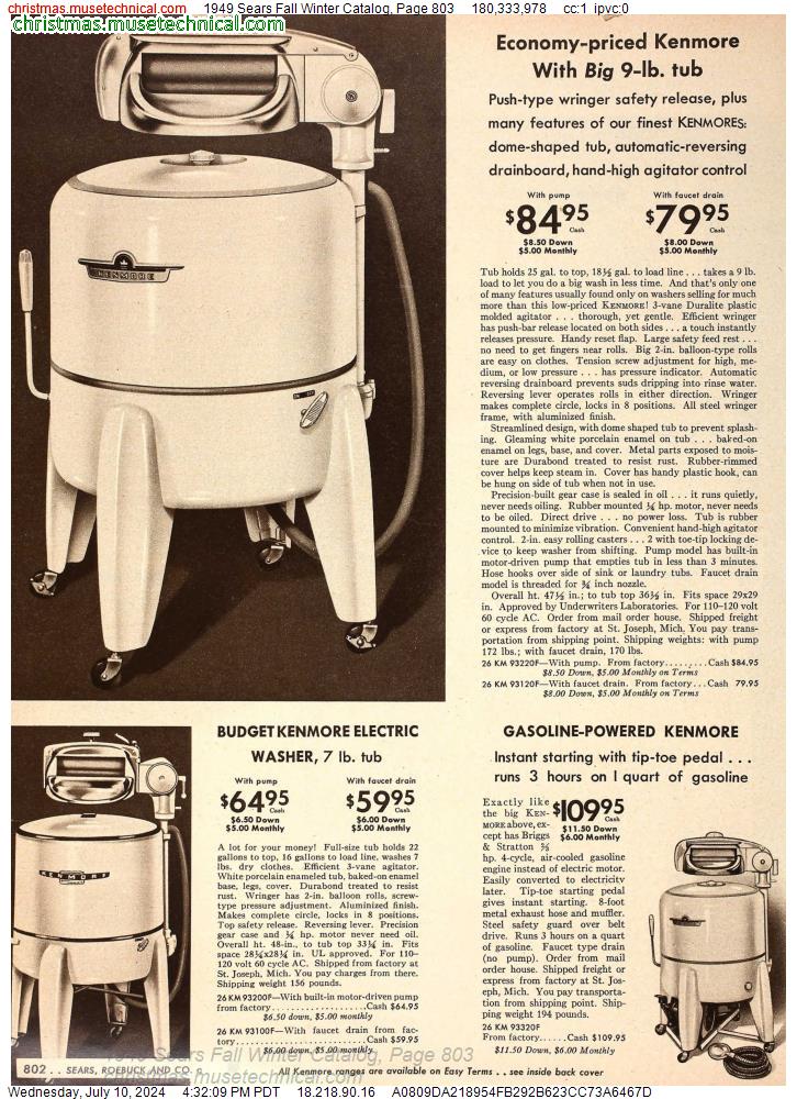 1949 Sears Fall Winter Catalog, Page 803