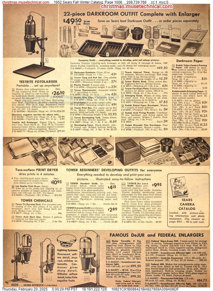 1952 Sears Fall Winter Catalog, Page 1006