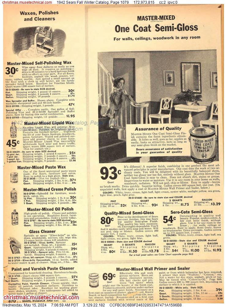 1942 Sears Fall Winter Catalog, Page 1079