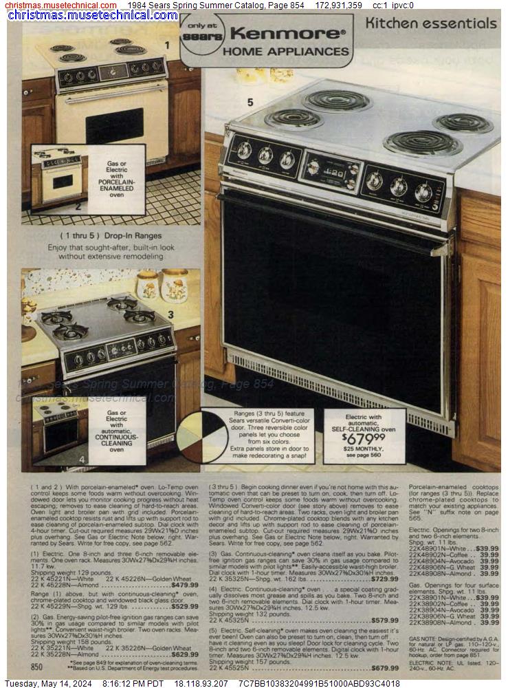 1984 Sears Spring Summer Catalog, Page 854
