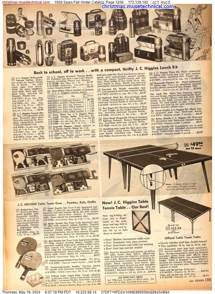 1958 Sears Fall Winter Catalog, Page 1209