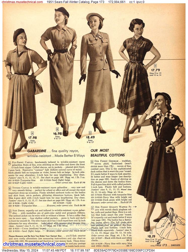1951 Sears Fall Winter Catalog, Page 173