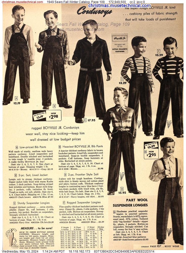 1949 Sears Fall Winter Catalog, Page 109