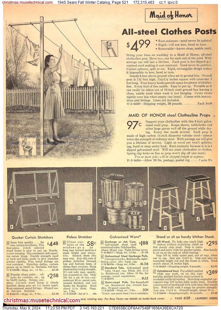 1945 Sears Fall Winter Catalog, Page 521