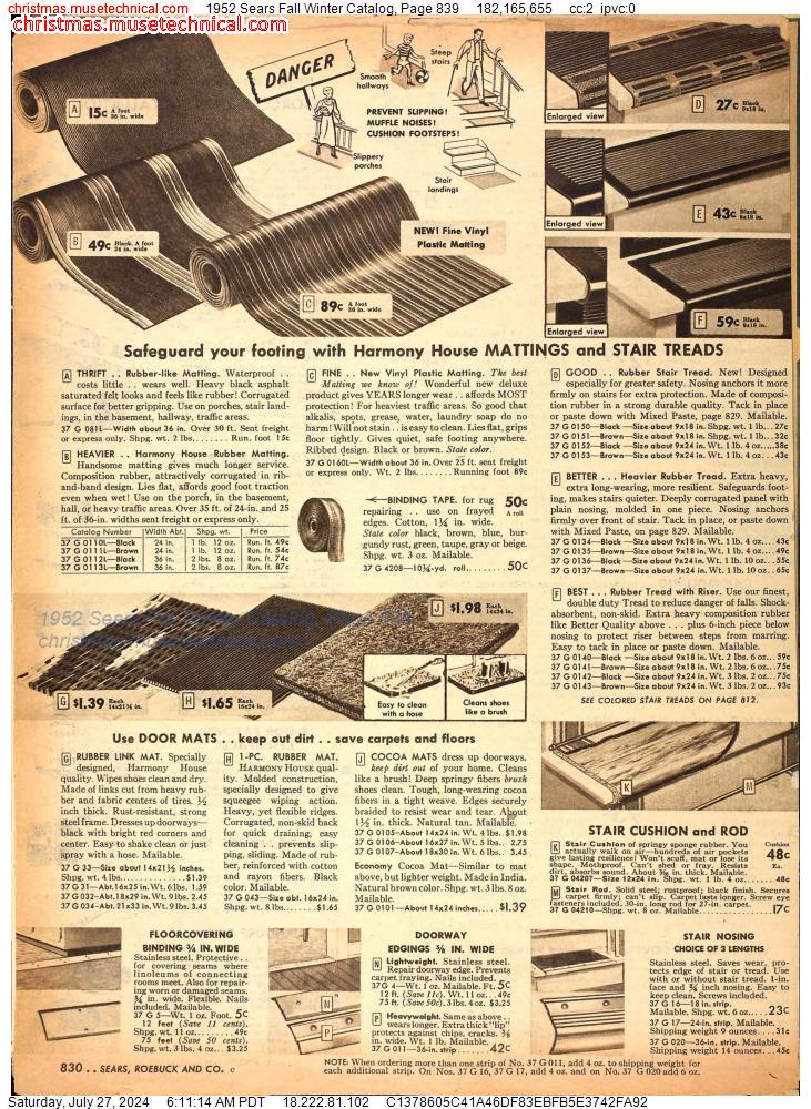 1952 Sears Fall Winter Catalog, Page 839