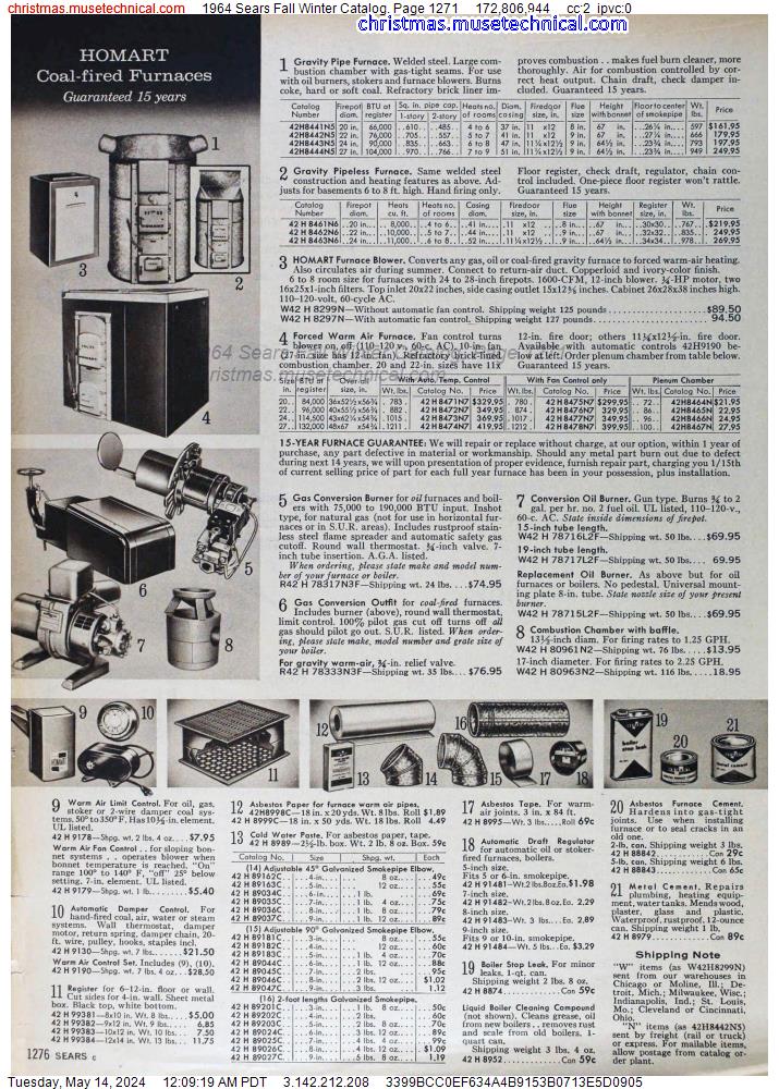 1964 Sears Fall Winter Catalog, Page 1271