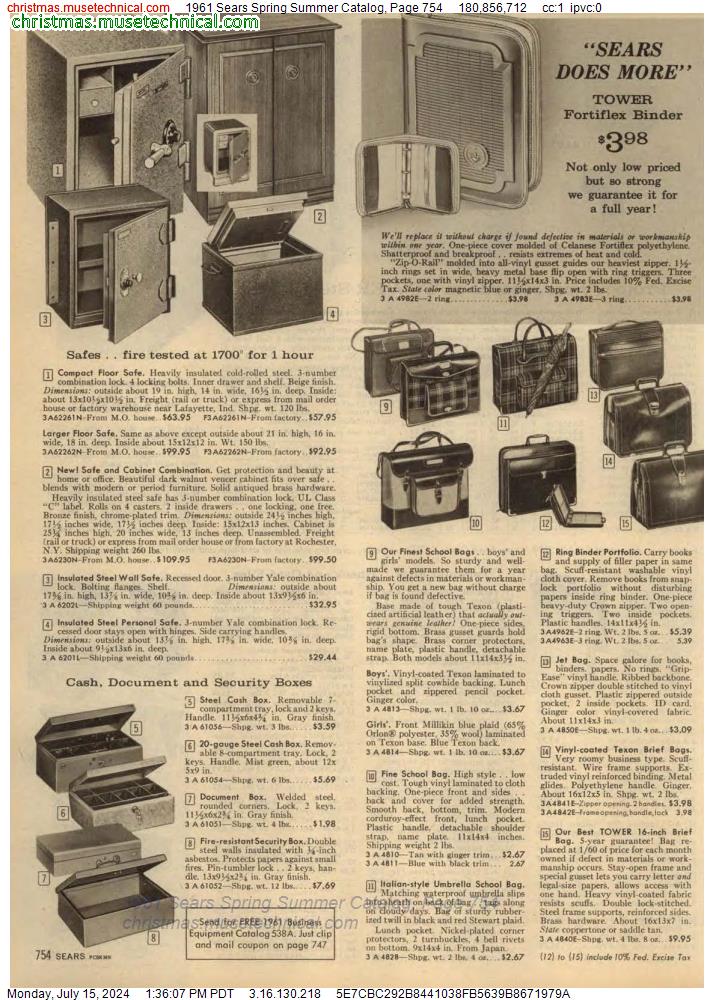 1961 Sears Spring Summer Catalog, Page 754