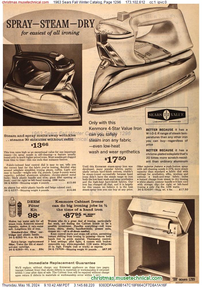 1963 Sears Fall Winter Catalog, Page 1296