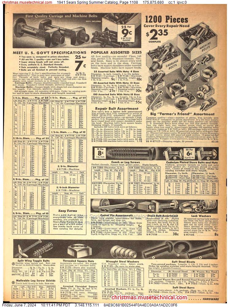 1941 Sears Spring Summer Catalog, Page 1108