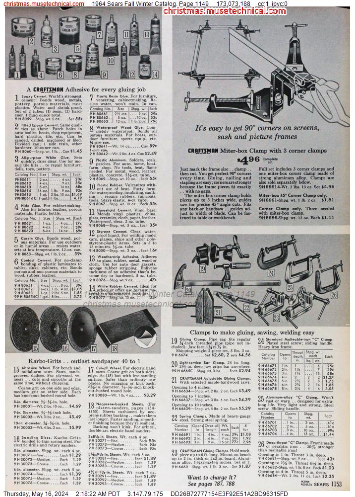 1964 Sears Fall Winter Catalog, Page 1149