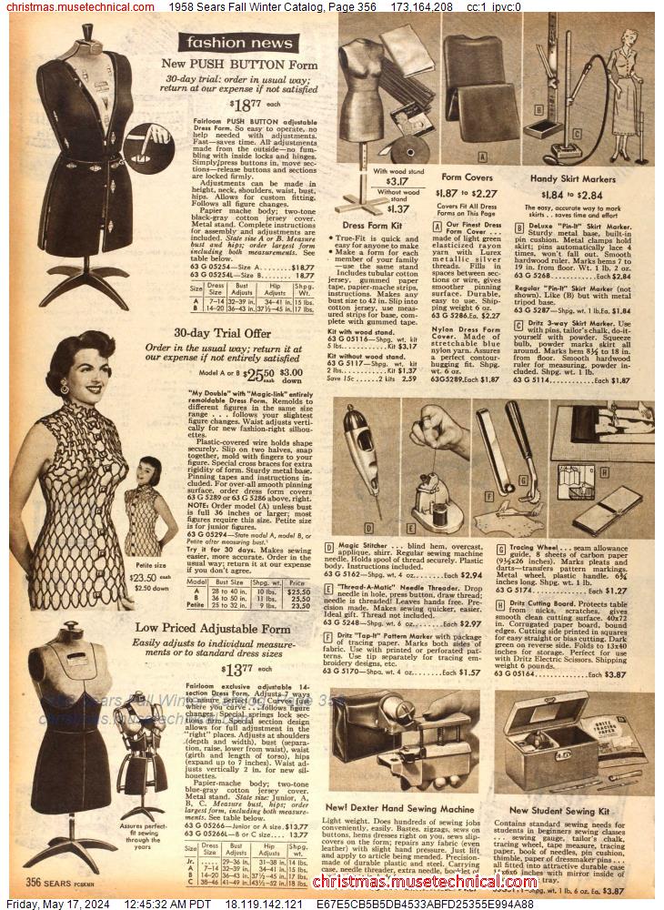 1958 Sears Fall Winter Catalog, Page 356