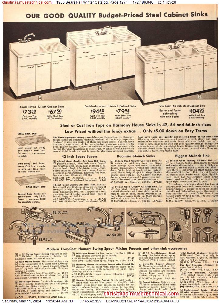 1955 Sears Fall Winter Catalog, Page 1274