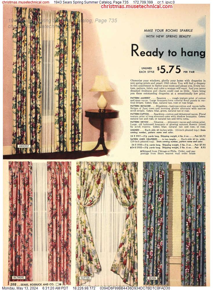 1943 Sears Spring Summer Catalog, Page 735