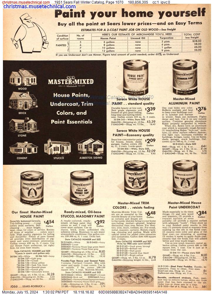 1951 Sears Fall Winter Catalog, Page 1070