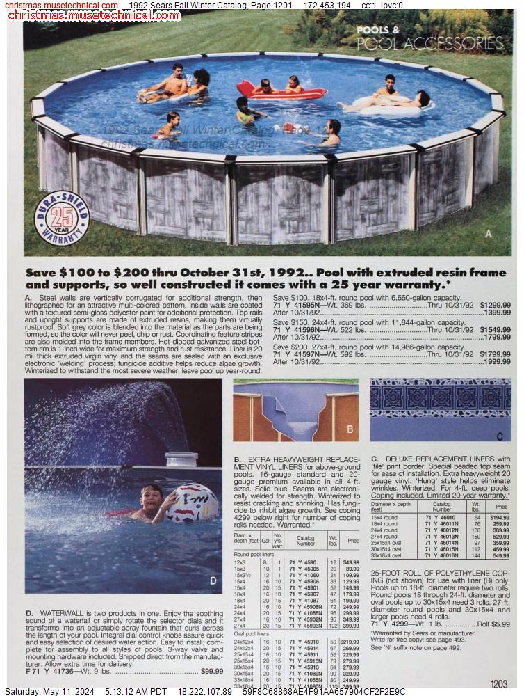 1992 Sears Fall Winter Catalog, Page 1201