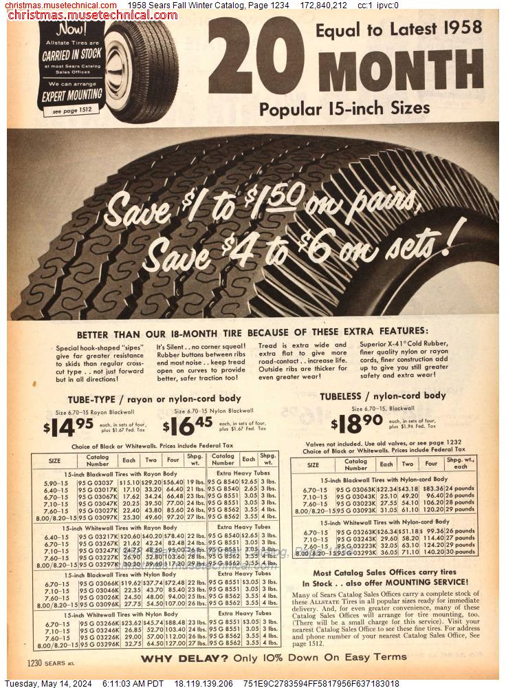 1958 Sears Fall Winter Catalog, Page 1234
