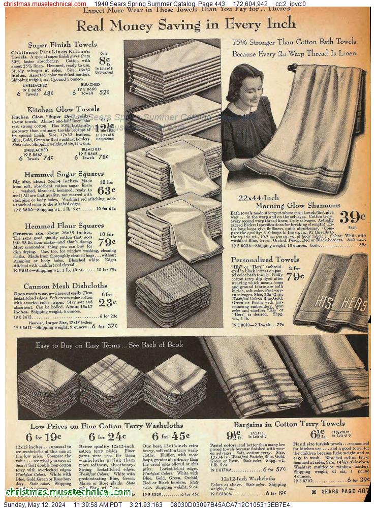 1940 Sears Spring Summer Catalog, Page 443