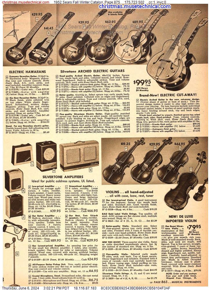 1952 Sears Fall Winter Catalog, Page 875